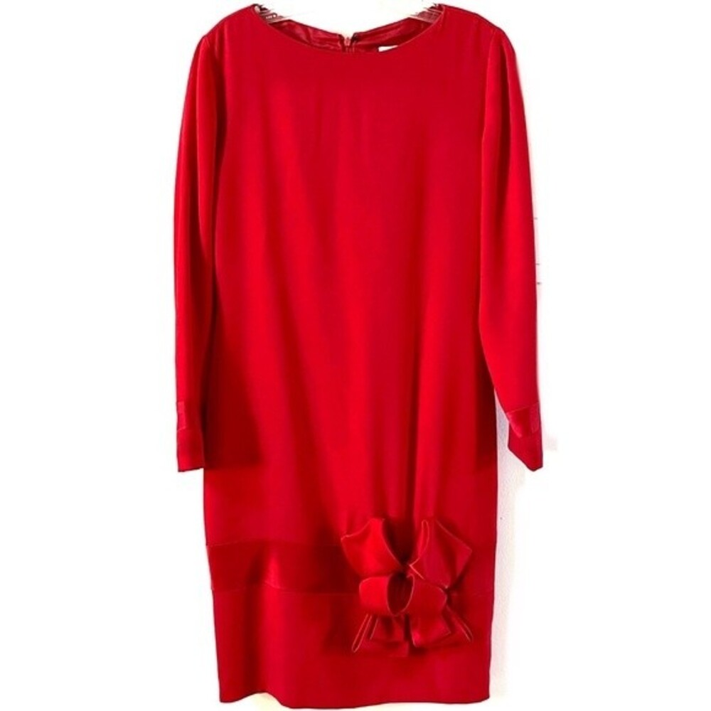 Pierre Balmain Paris Long Sleeve Shift Dress with Bow Detail 10